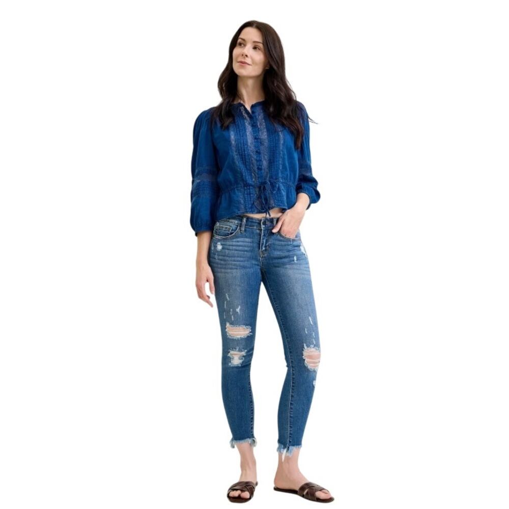 Judy Blue Sienna Distressed Raw Hem Skinny Jeans, Women's Size 9/29